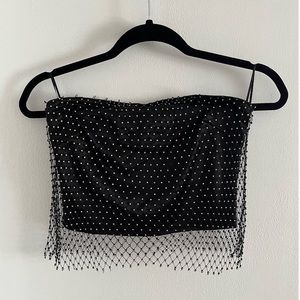 Strapless rhinestone crop top